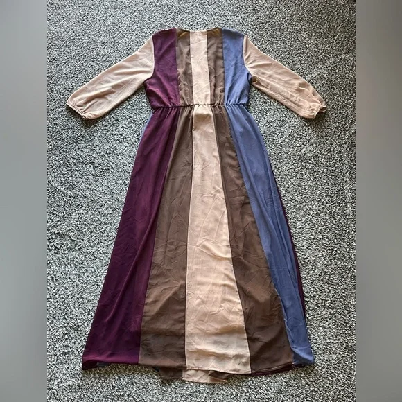 Boho Brown Purple Maxi Dress Orange Creek Womens 14 Cottagecore Woodsy Artsy - Picture 8 of 8